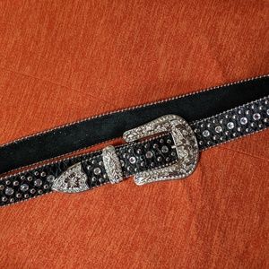 Western bling leather belt